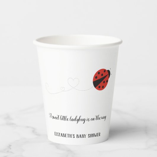 甘い小さなレディバグの赤ちゃんシャワー 紙コップ (正面)