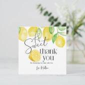 甘い小さなレモンのテーマ、ベビーシャワー。 サンキューカード (スタンド正面)