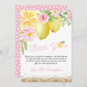 甘い小さなレモンの赤ちゃんシャワー サンキューカード (正面/裏面)