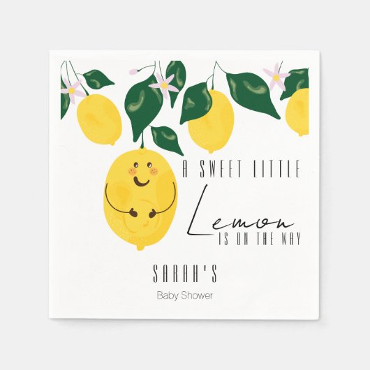 甘い小さなレモンの赤ちゃんシャワー スタンダードカクテルナプキン (正面)