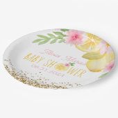 甘い小さなレモンの赤ちゃんシャワー ペーパープレート (アングル)