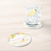 甘い小さなレモンの赤ちゃんシャワー ラウンドペーパーコースター (インサイチュ)