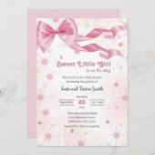甘い小さな女の子が赤ちゃんシャワーを浴びている 招待状 (正面/裏面)