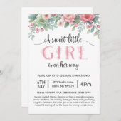 甘い小さな女の子が赤ちゃんシャワーを浴びる 招待状 (正面/裏面)