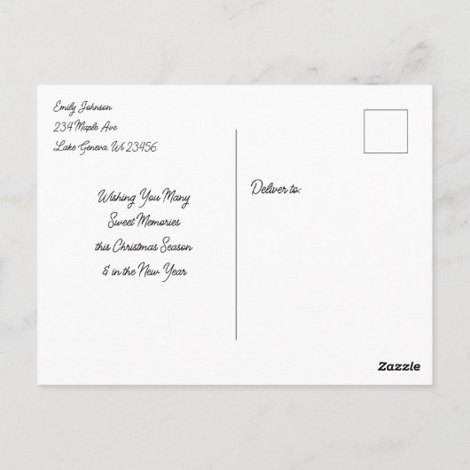 甘い小さな女の子と子猫のクリスマス ポストカード (裏面)