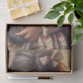 甘い小さな女の子と子猫のクリスマス 薄葉紙 (ギフト)