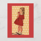 甘い小さな女の子とAppleポストカード ポストカード (正面)