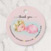 甘い小さな女の子のベビーシャワー フェイバータグ (正面)