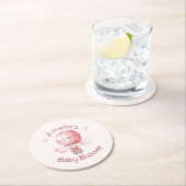 甘い小さな女の子オンザウェイベビーシャワー ラウンドペーパーコースター (インサイチュ)