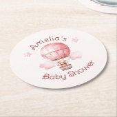 甘い小さな女の子オンザウェイベビーシャワー ラウンドペーパーコースター (アングル)