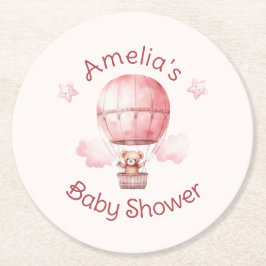 甘い小さな女の子オンザウェイベビーシャワー ラウンドペーパーコースター