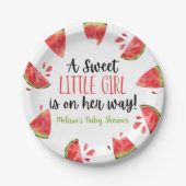 甘い小さな女の子スイカの赤ちゃんシャワー ペーパープレート (正面)