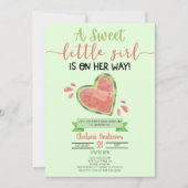 甘い小さな女の子スイカの赤ちゃんシャワー 招待状 (正面)