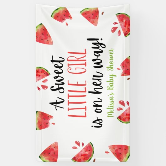 甘い小さな女の子スイカの赤ちゃんシャワー 横断幕 (縦)