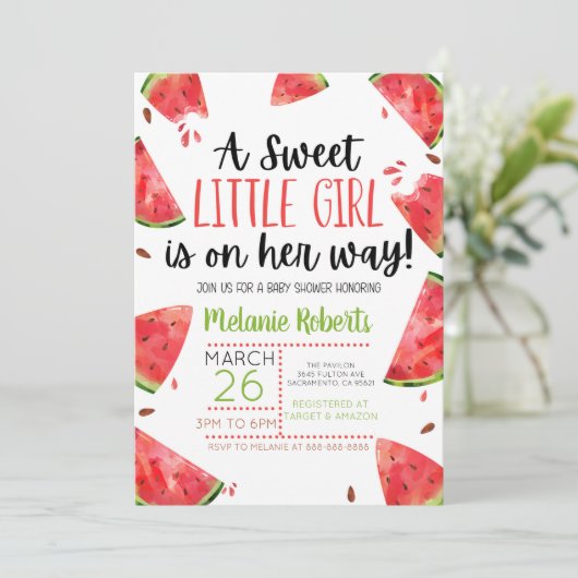 甘い小さな女の子スイカをテーマにした招待状 招待状 (スタンド正面)