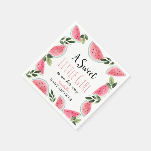甘い小さな女の子スイカ赤ちゃんシャワー スタンダードカクテルナプキン (角)