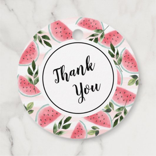 甘い小さな女の子スイカ赤ちゃんシャワー フェイバータグ (裏面)