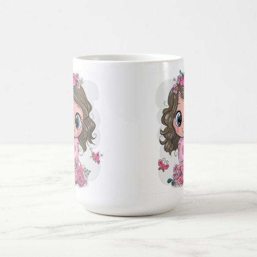 甘い小さな女の子フォトショップのドローMag コーヒーマグカップ (中央)