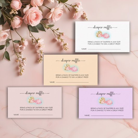 甘い小さな女の子ベビーシャワーおむつラッフル エンクロージャーカード