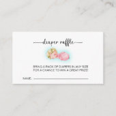 甘い小さな女の子ベビーシャワーおむつラッフル エンクロージャーカード (正面)