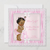 甘い小さな女の子ベビーシャワーパールレースエスニック 招待状 (正面)