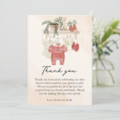 甘い小さな女の子ボホ衣服赤ちゃんシャワー サンキューカード (スタンド正面)