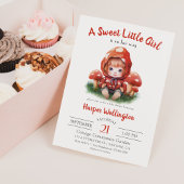 甘い小さな女の子赤きのこ赤ちゃんシャワー 招待状