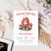 甘い小さな女の子赤きのこ赤ちゃんシャワー 招待状