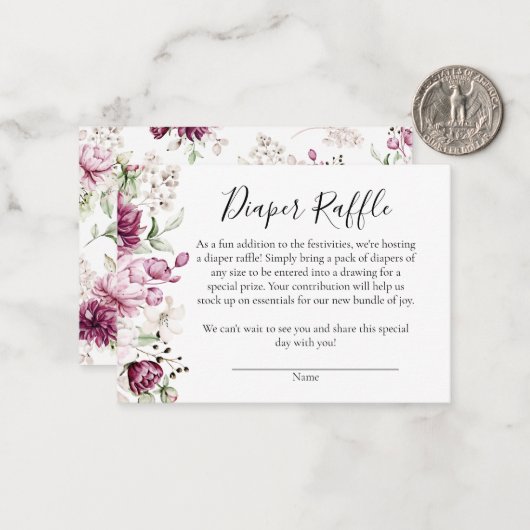 甘い小さな女の子赤ちゃんシャワーおむつラッフルカード ノートカード (正面/裏面インサイチュ)