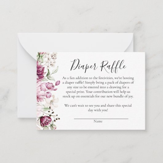 甘い小さな女の子赤ちゃんシャワーおむつラッフルカード ノートカード (正面)