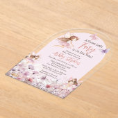 甘い小さな妖精のワイルドフラワーガールベビーシャワー アクリル招待状 (レイダウン)