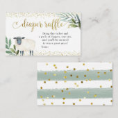 甘い小さな子羊の緑おむつラッフル エンクロージャーカード (正面/裏面)