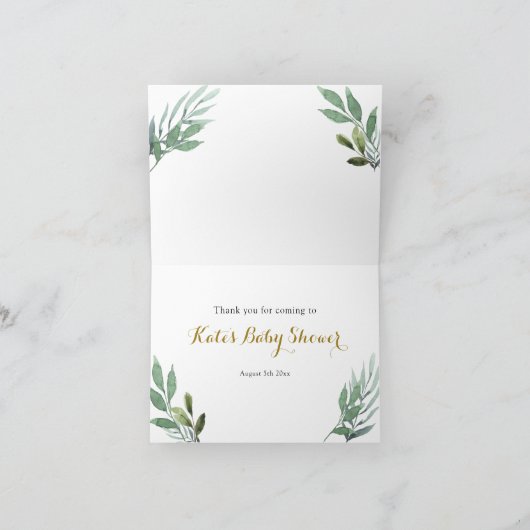 甘い小さな子羊の緑の折り畳みカード サンキューカード (内部)