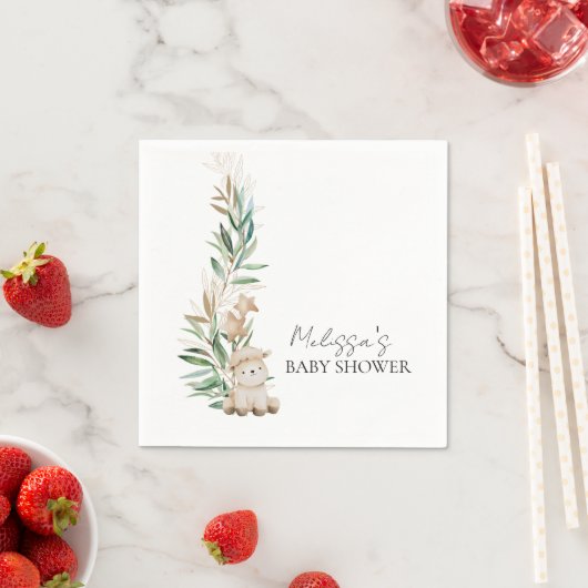 甘い小さな子羊の緑の植物のパーソナライズ スタンダードカクテルナプキン (インサイチュ)