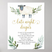 甘い小さな子羊の緑の深夜おむつサイン ポスター (正面)