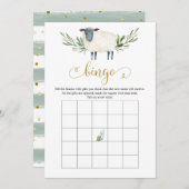 甘い小さな子羊の緑の赤ちゃんシャワービンゴゲーム 招待状 (正面/裏面)