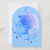 甘い小さな子羊の赤ちゃんシャワー水色アーチ 招待状 (裏面)