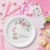 甘い小さな子羊ガールピンクのバラ花の緑 ペーパープレート (パーティー)