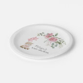 甘い小さな子羊ガールピンクのバラ花緑 ペーパープレート (アングル)