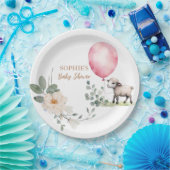 "甘い小さな子羊"赤ちゃんシャワーピンクフローラ ペーパープレート (パーティー)