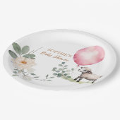 "甘い小さな子羊"赤ちゃんシャワーピンクフローラ ペーパープレート (アングル)