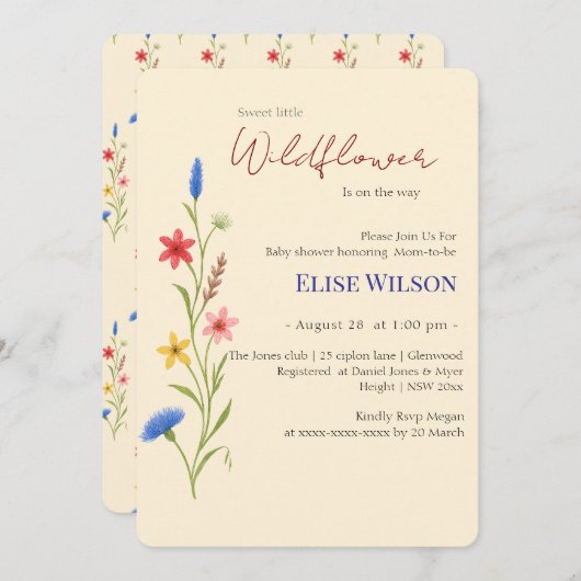 甘い小さな山花が道を進んでいる 招待状 (正面/裏面)