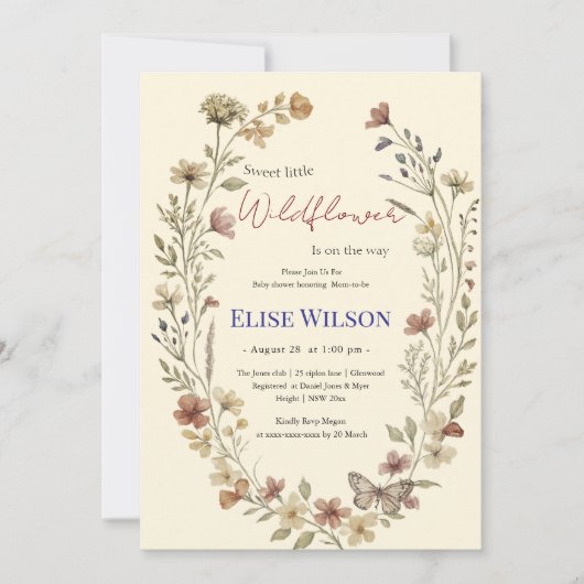 甘い小さな山花が道を進んでいる 招待状 (正面)