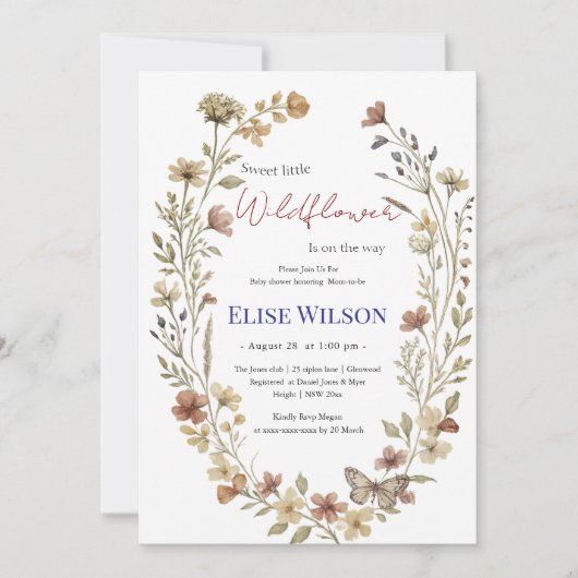 甘い小さな山花が道を進んでいる 招待状 (正面)