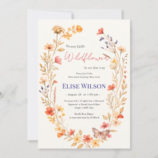 甘い小さな山花が道を進んでいる 招待状 (正面)