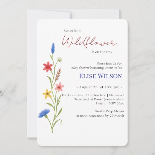 甘い小さな山花が道を進んでいる 招待状 (正面)