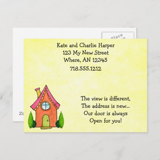 甘い小さな新しい家の移動アドレスカード 案内ポストカード (正面/裏面)