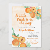 甘い小さな桃がベビーシャワーに  招待状 (正面)