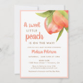 甘い小さな桃がベビーシャワーの途中 招待状 (正面)