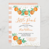 甘い小さな桃が赤ちゃんシャワーの途中にある 招待状 (正面/裏面)